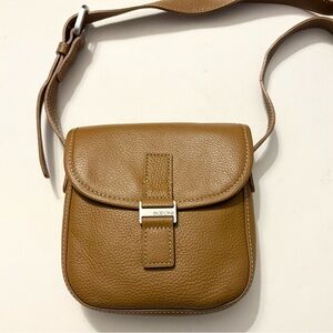 BOCONI Tan Leather Crossbody Bag with Adjustable Strap